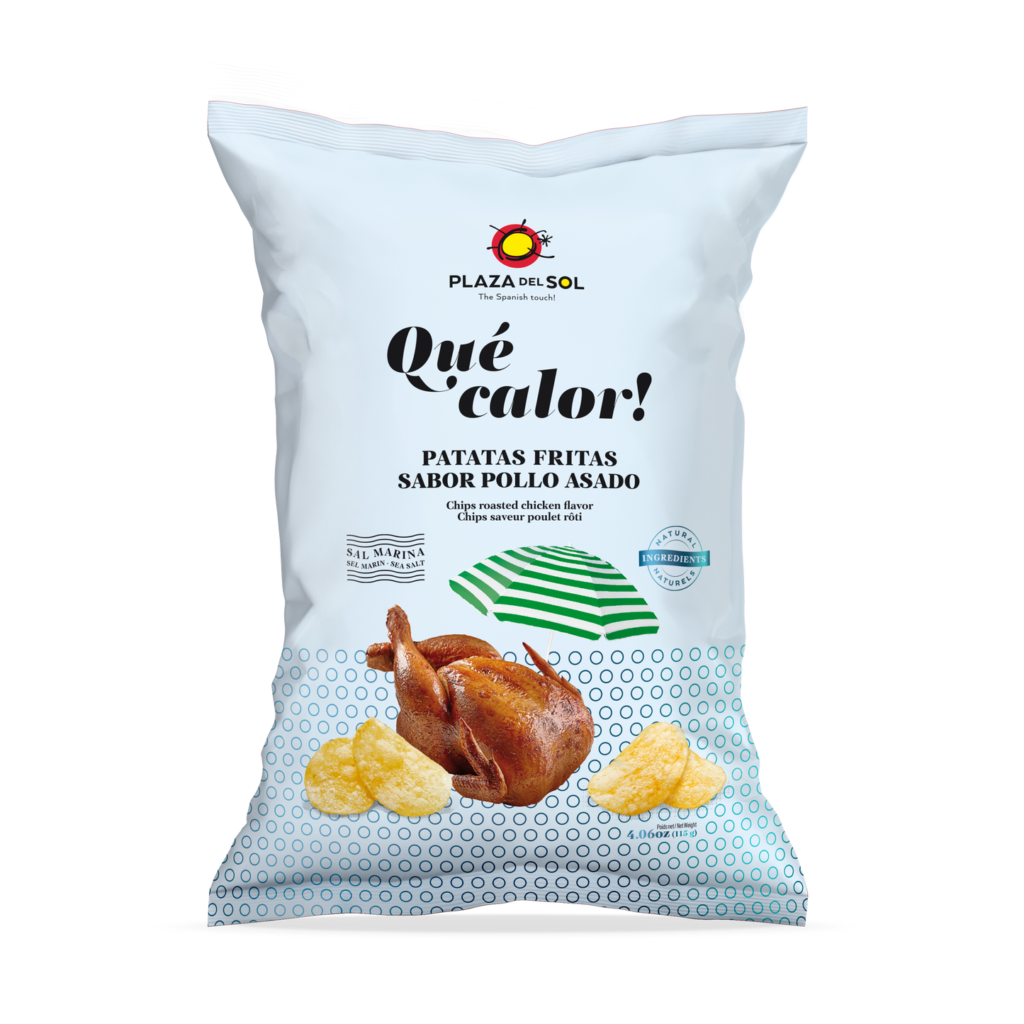 Kartoffelchips Qué Calor! (Geschmacksrichtung Brathähnchen & Zitrone) 115 g - UBSBOT.eu - Fine things for you