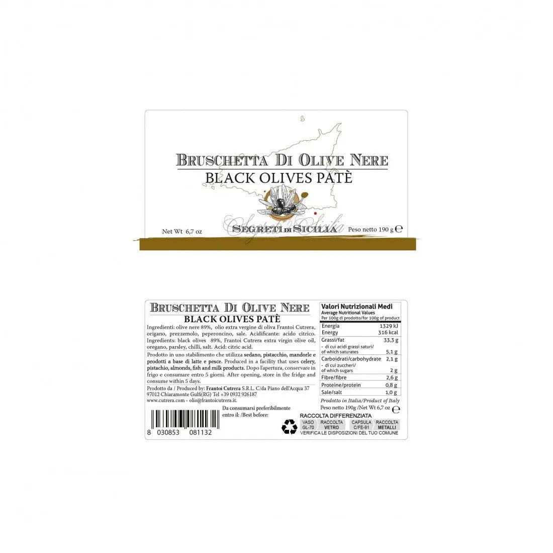 Bruschetta mit Schwarzen Oliven – Geheimnisse Siziliens: 190 g - UBSBOT.eu - Fine things for you