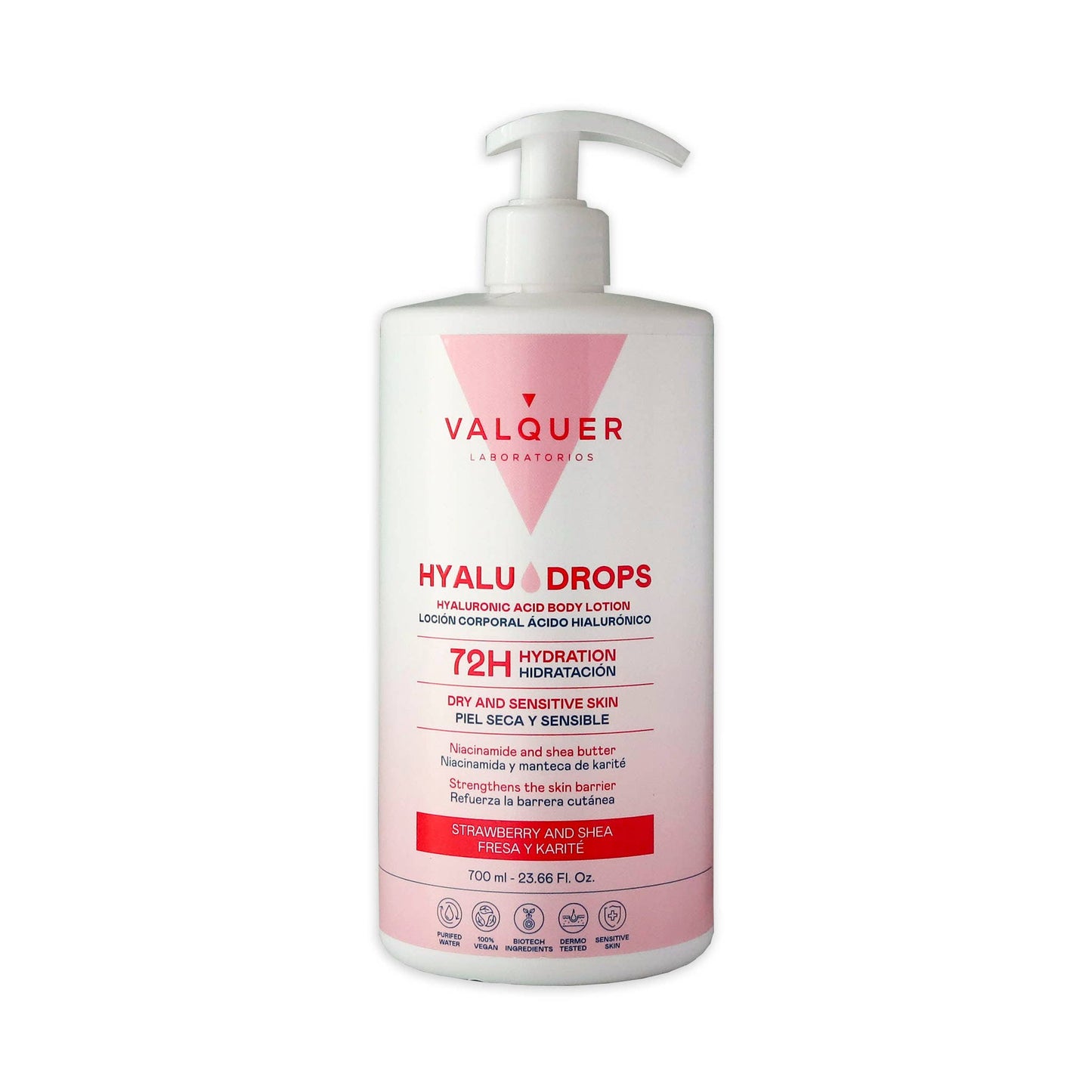 Hyaludrops Körperlotion Erdbeere und Sheabutter, 72 Std. Feuchtigkeit, 700 ml - UBSBOT.eu - Fine things for you
