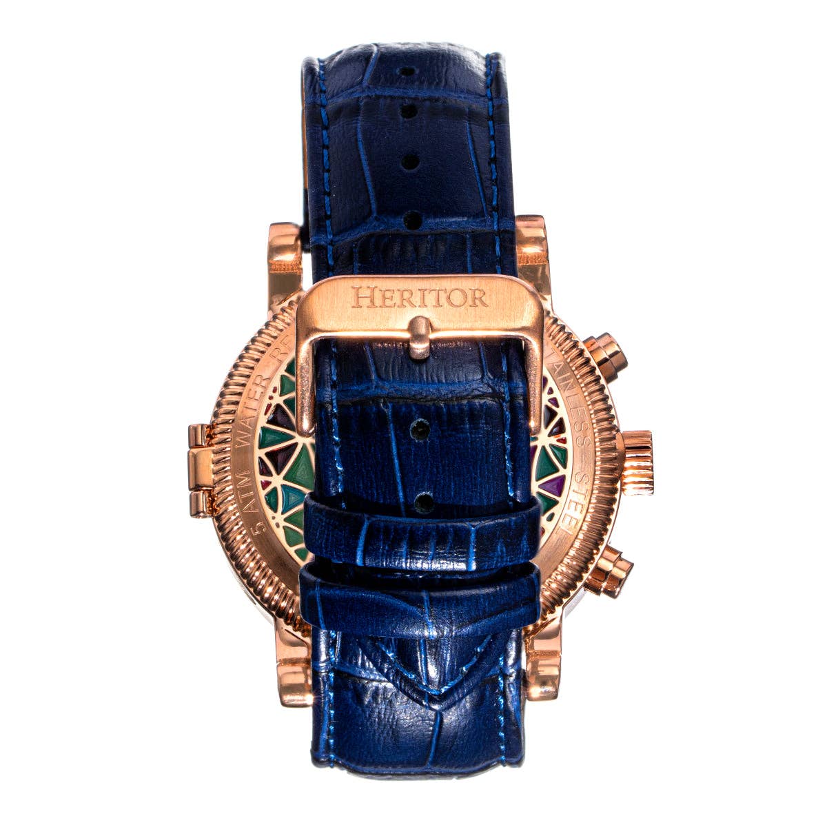 Heritor Automatic Legacy Uhr mit Lederarmband, Tages- und Datumsanzeige: Silber/Blau - UBSBOT.eu - Fine things for you