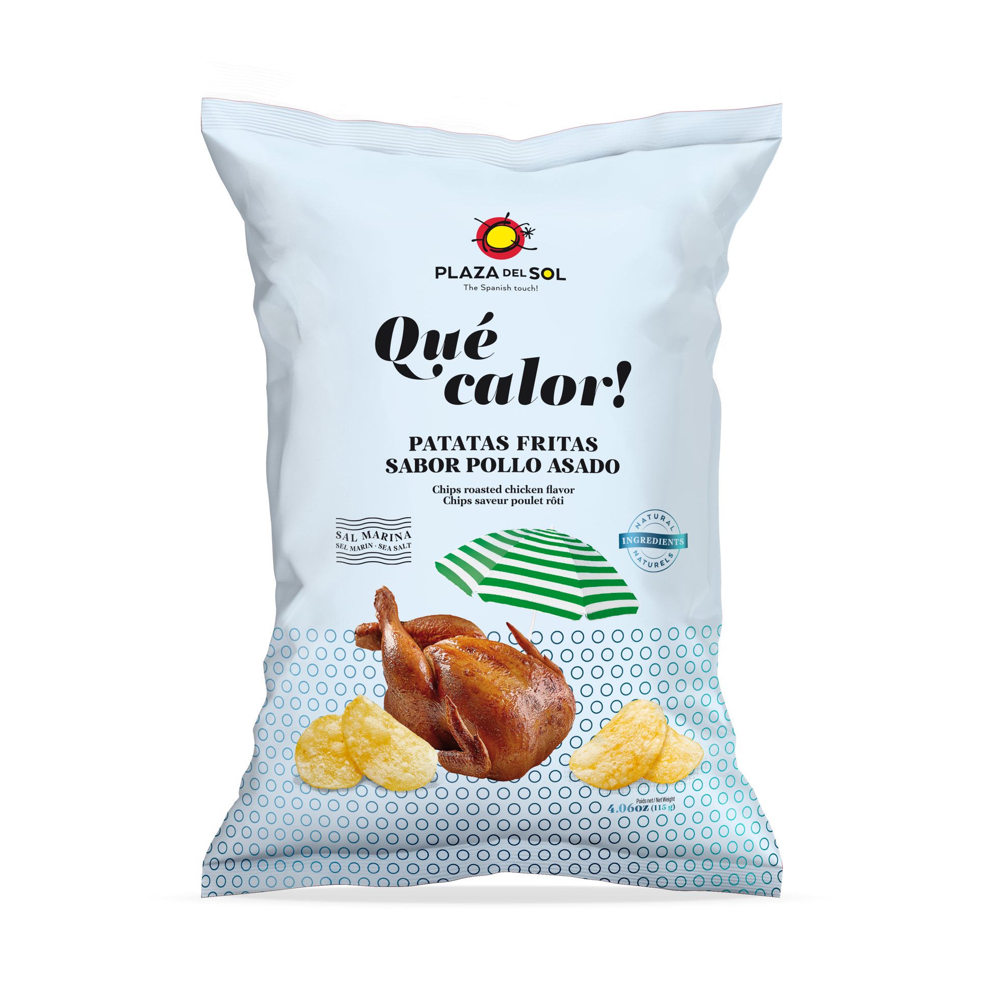 Kartoffelchips Qué Calor! (Geschmacksrichtung Brathähnchen & Zitrone) 115 g - UBSBOT.eu - Fine things for you