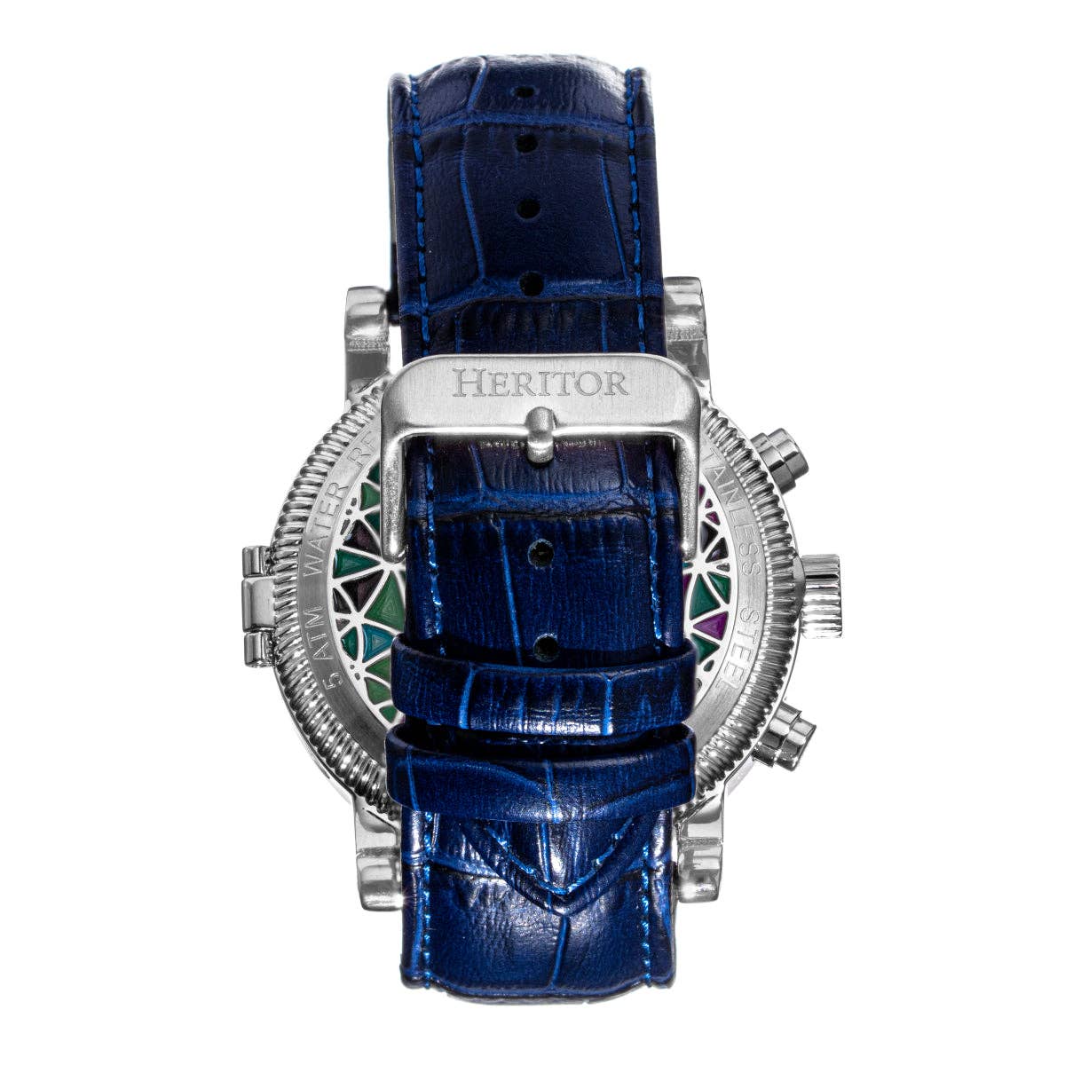 Heritor Automatic Legacy Uhr mit Lederarmband, Tages- und Datumsanzeige: Silber/Schwarz - UBSBOT.eu - Fine things for you