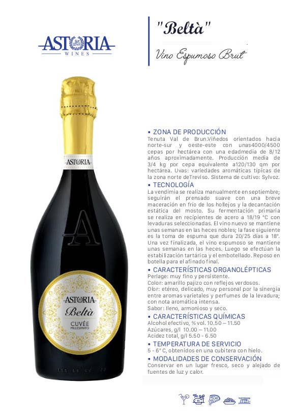 Astoria Sparkling Wine Brut Millesimato „Beltà“ 0,75 Liter - UBSBOT.eu - Fine things for you