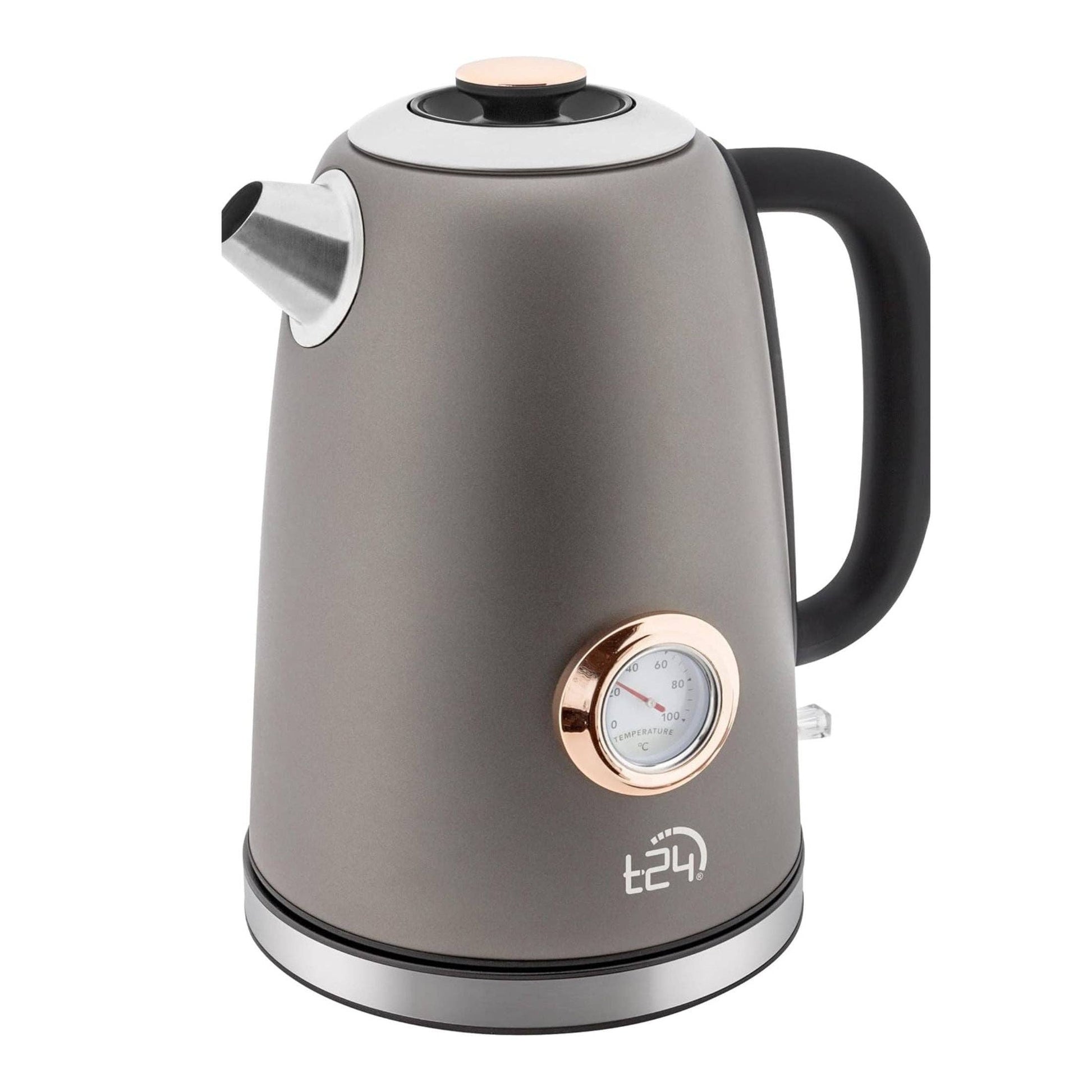 Aktuelles Angebot Edelstahl Retro Wasserkocher Vintage Design in Grau Matt mit Analogen Thermometer, 1,7 Liter - UBSBOT.eu - Fine things for you