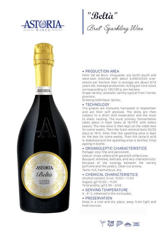 Astoria Sparkling Wine Brut Millesimato „Beltà“ 0,75 Liter - UBSBOT.eu - Fine things for you