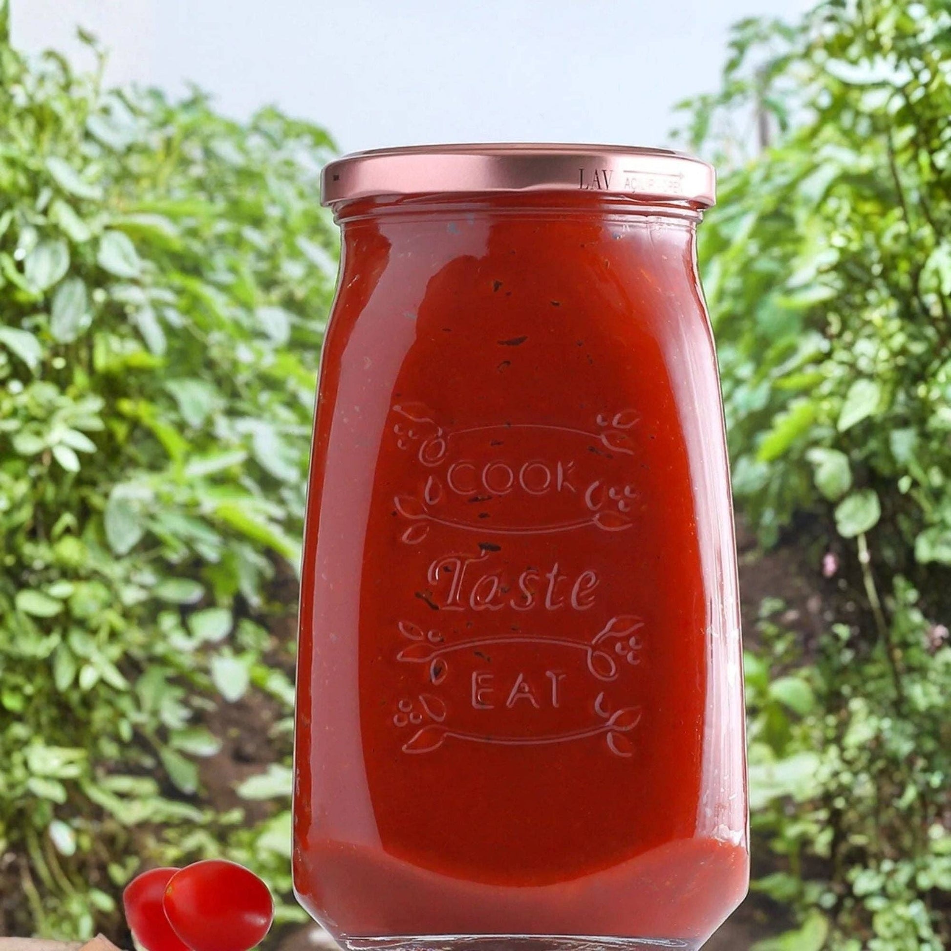 NEU 1 Stück Design Vorratsgläser "Cook Taste Eat" 1050 ml – Eckige Einmachgläser mit Rosé-Deckel - UBSBOT.eu - Fine things for you