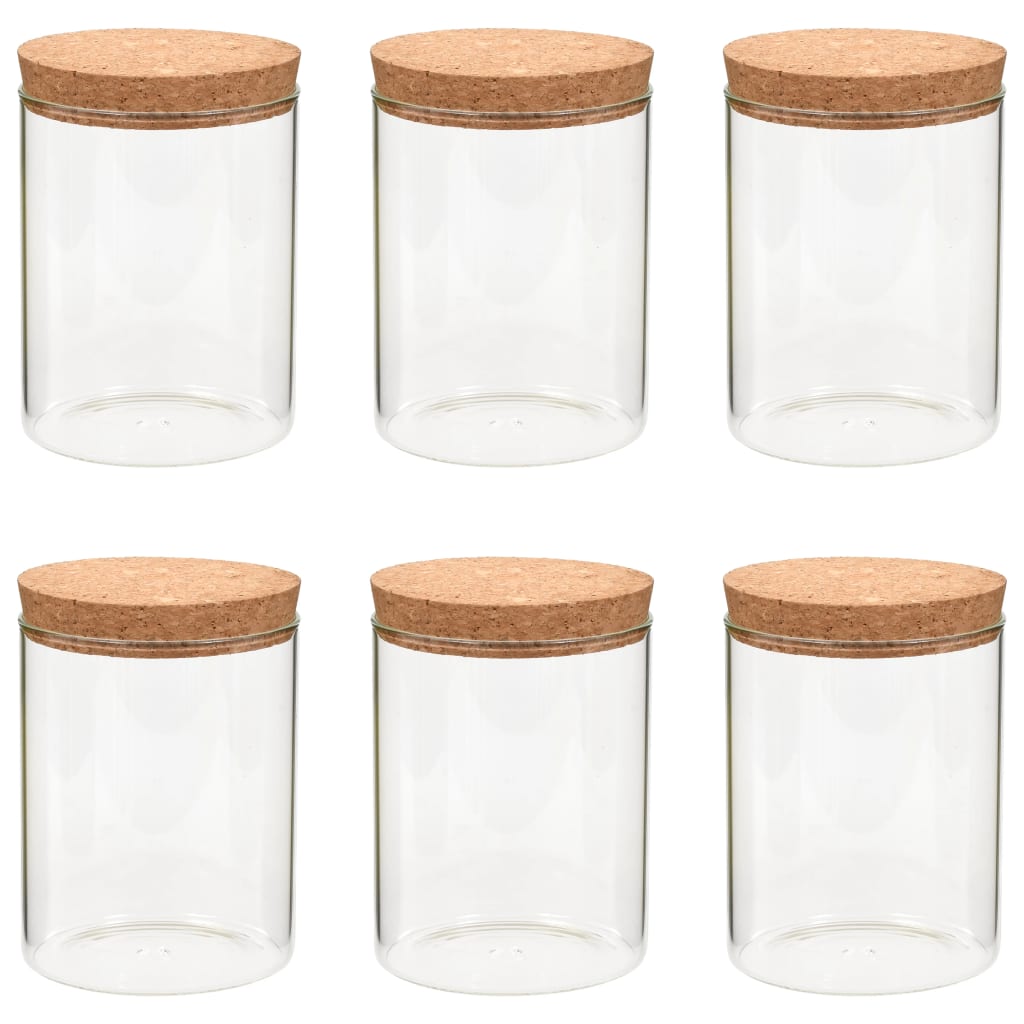 NNEVL Storage Glass Jars with Cork Lid 6 pcs 650 ml - UBSBOT.eu - Fine things for you
