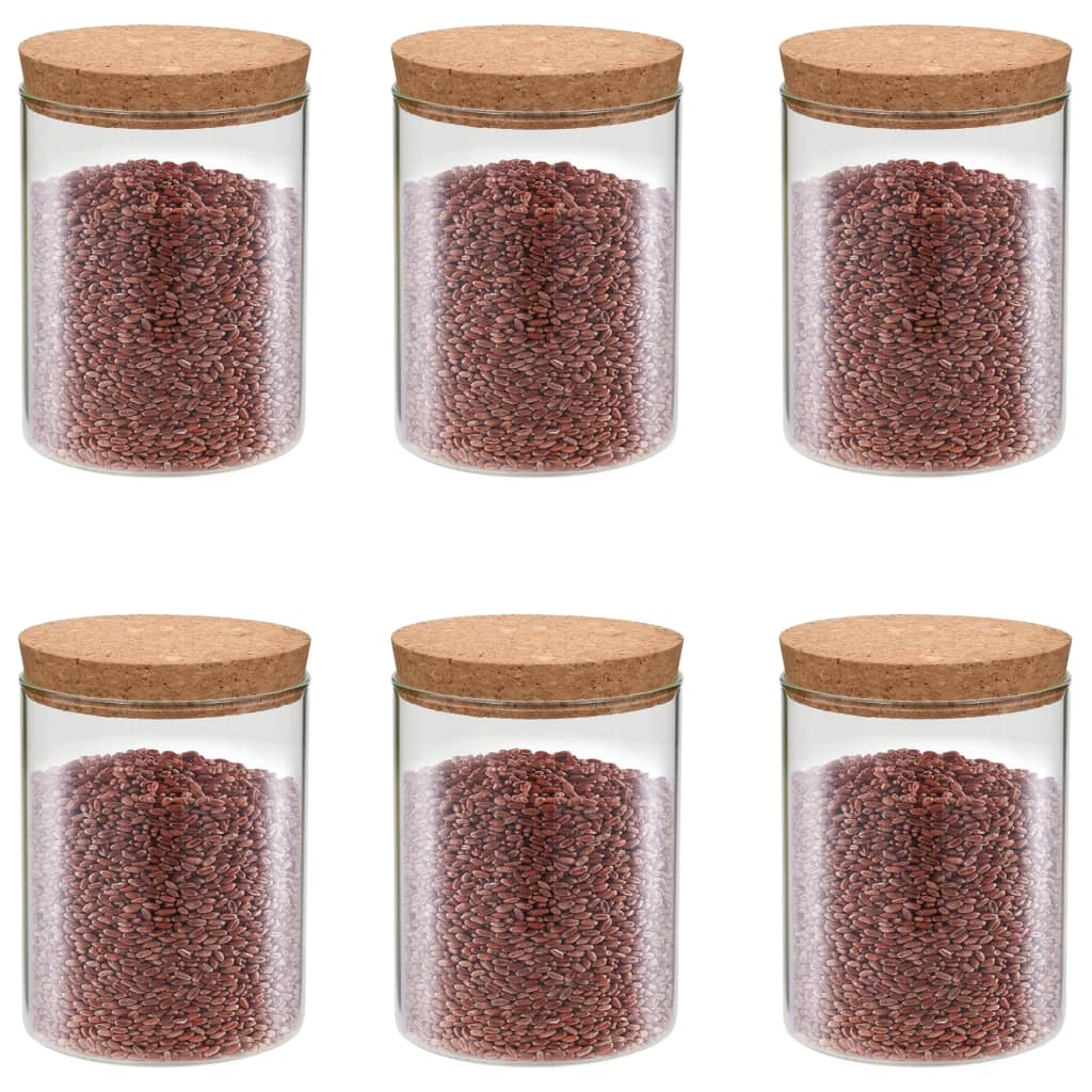 NNEVL Storage Glass Jars with Cork Lid 6 pcs 650 ml - UBSBOT.eu - Fine things for you