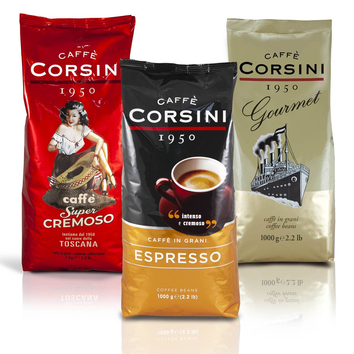 Caffè Corsini - Kaffeebohnen-Trio | 3 Packungen | je 1 kg - UBSBOT.eu - Fine things for you
