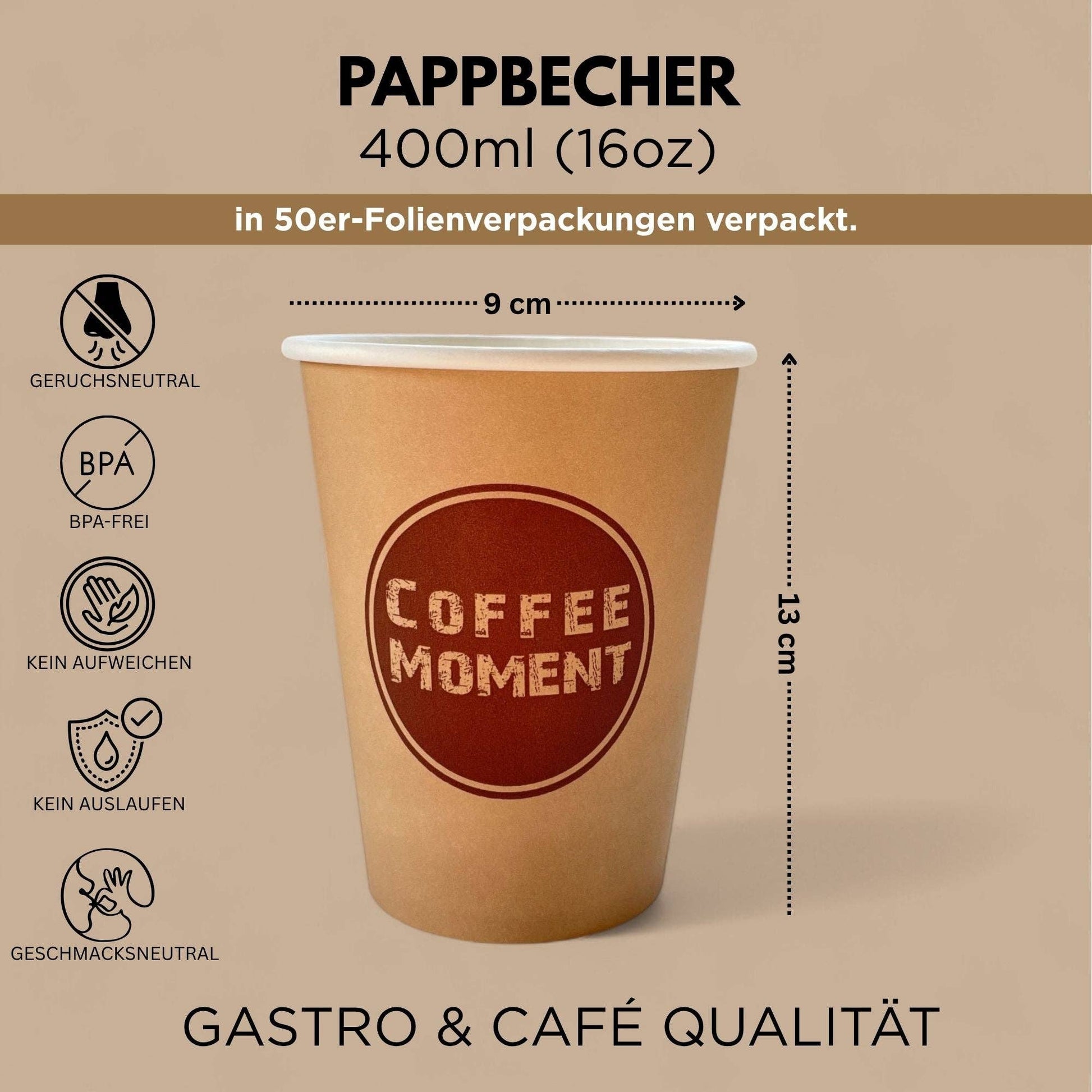 Biomatea - Coffee Moment Kaffeebecher, Kaffee to go Pappbecher – 4 Größen, für heiße & kalte Getränke - UBSBOT.eu - Fine things for you