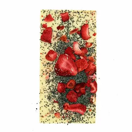 Neu ! Extrem Lecker Premium weiße Schokolade - Mohn, Erdbeeren - UBSBOT.eu - Fine things for you