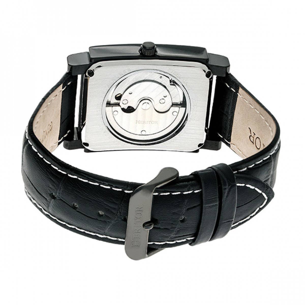 Heritor Automatikuhr Frederick mit Lederband: Schwarz - UBSBOT.eu - Fine things for you