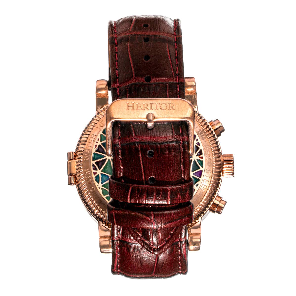 Heritor Automatic Legacy Uhr mit Lederarmband, Tages- und Datumsanzeige: Silber/Blau - UBSBOT.eu - Fine things for you
