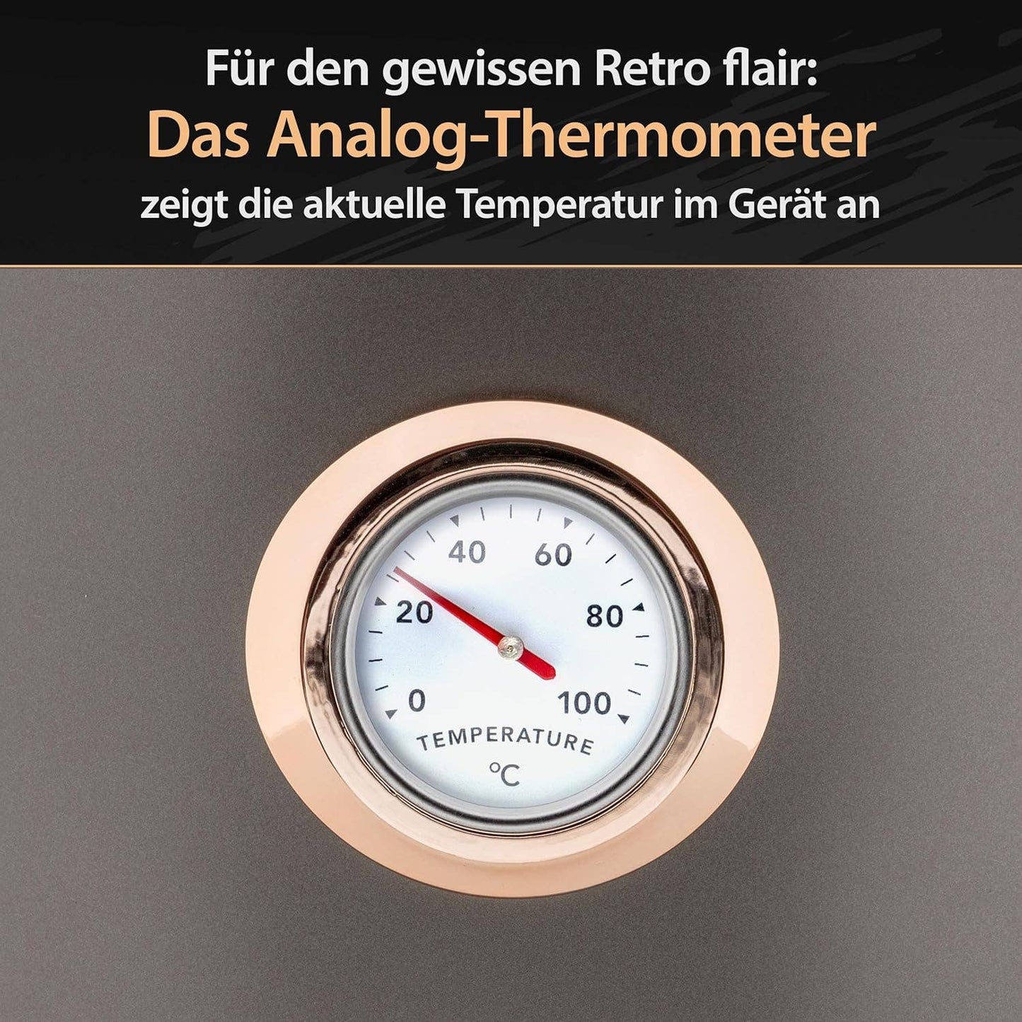 Aktuelles Angebot Edelstahl Retro Wasserkocher Vintage Design in Grau Matt mit Analogen Thermometer, 1,7 Liter - UBSBOT.eu - Fine things for you