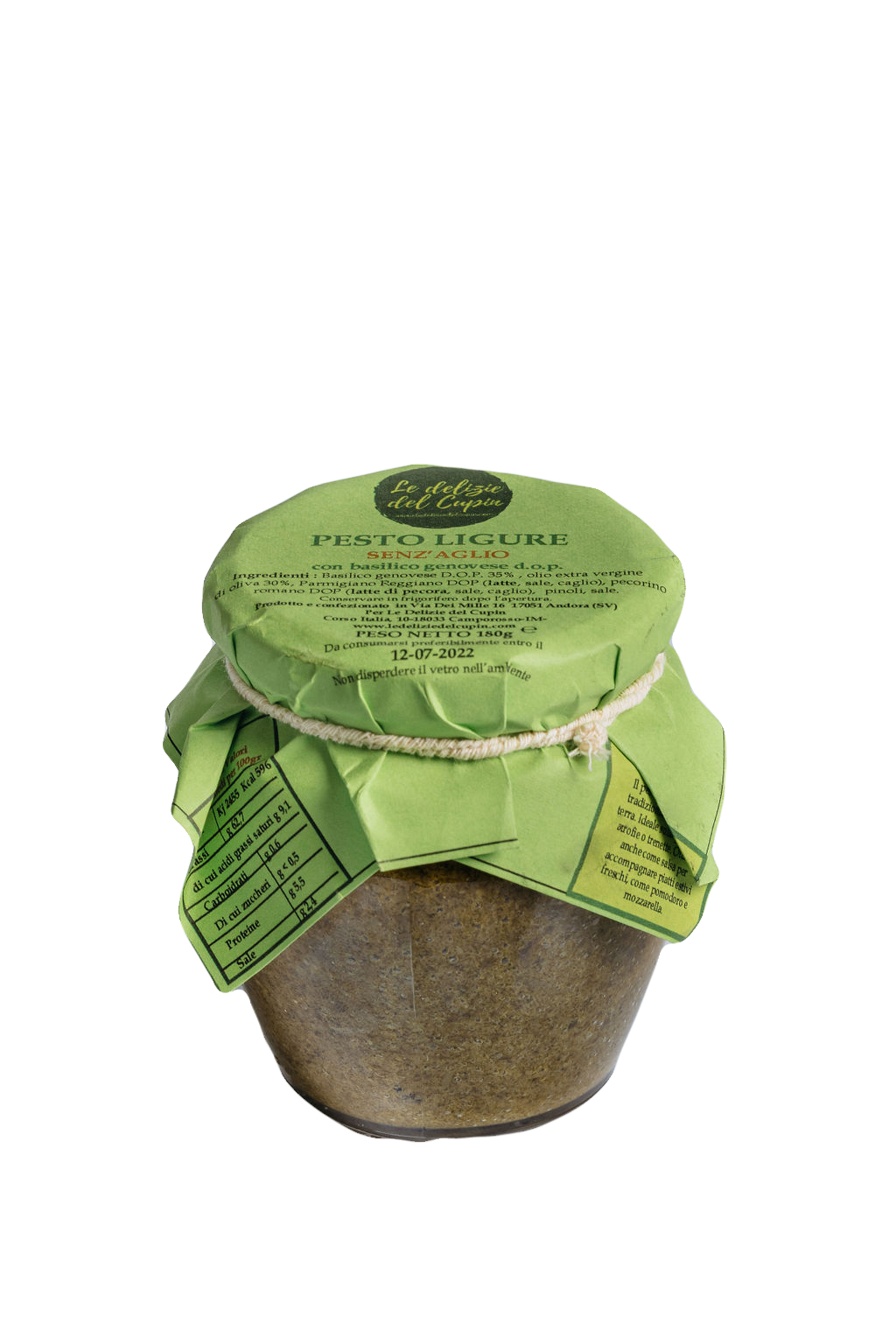 Cupin di Pesto Ligure senza Aglio 180gr - UBSBOT.eu - Fine things for you